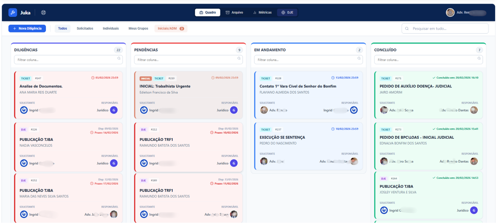 Tela do Sistema Juka